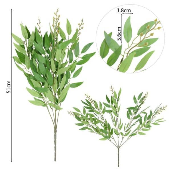 Bouquet de feuilles d'eucalyptus artificielles dimensions