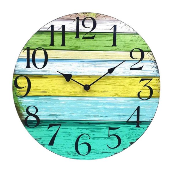 Horloge Murale en Bois Design Nordique multicolore