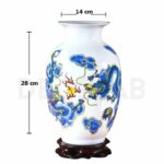Vase Dragon Style Japonais en Céramique Blanc dimension