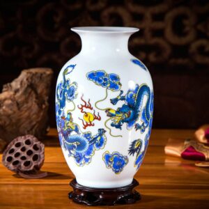 Vase Dragon Style Japonais en Céramique Blanc produit