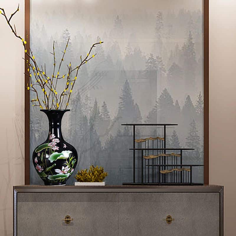 Vase Noir Cerisier en Céramique Style Japonais lifestyle 1