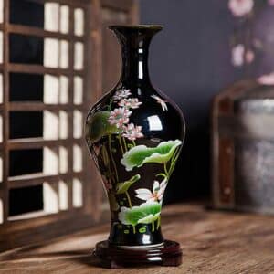 Vase Noir Cerisier en Céramique Style Japonais modele 1