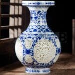 Vase en Céramique Chinois Bleu et Blanc bleu