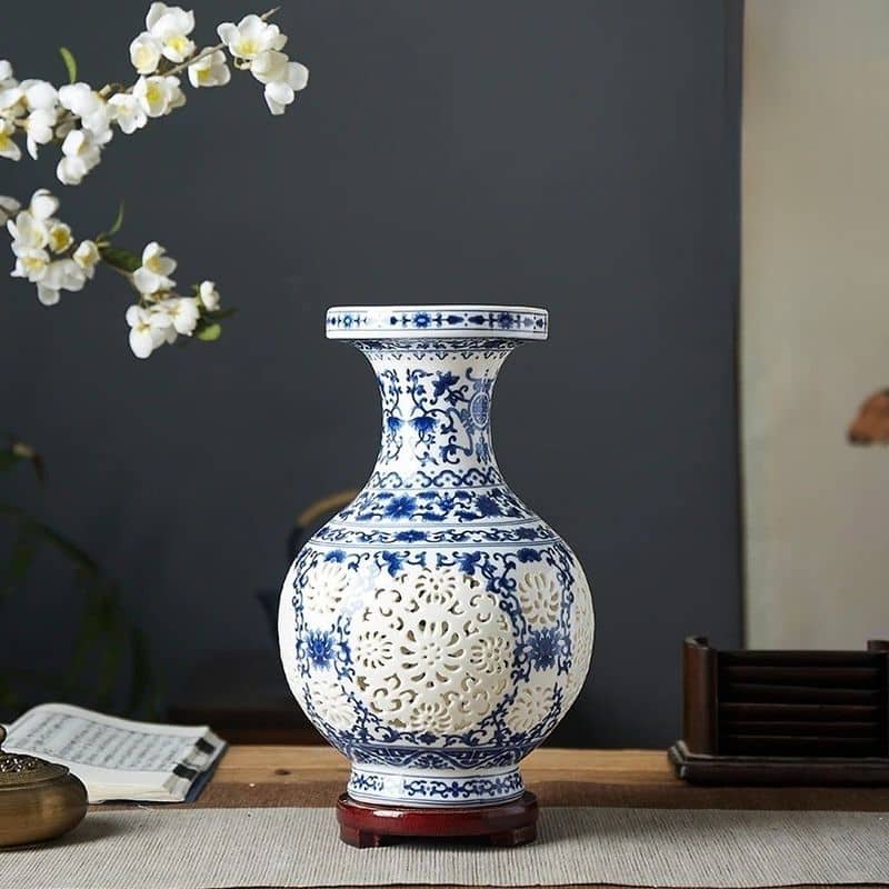 Vase en Céramique Chinois Bleu et Blanc lifestyle 2