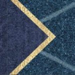 Tapis Bleu Canard à Motifs Dorés detail