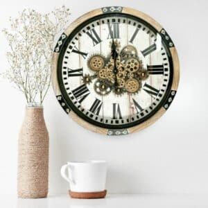 Horloge Murale Effet Boisé et Rouages produit