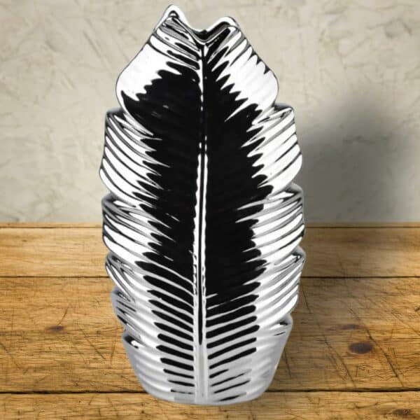 Vase Argenté Céramique Forme Feuille PRODUIT